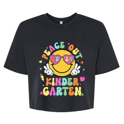 Peace Out Kindergarten Last Day Of Shool Bella+Canvas Jersey Crop Tee