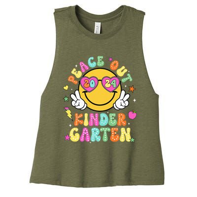 Peace Out Kindergarten Last Day Of Shool Women's Racerback Cropped Tank