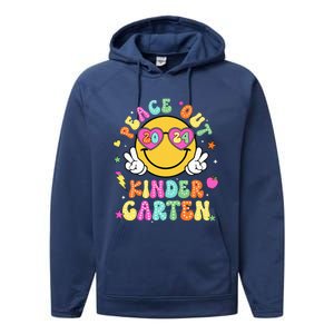 Peace Out Kindergarten Last Day Of Shool Performance Fleece Hoodie