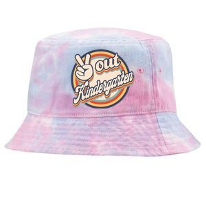 Peace Out Kindergarten Retro Graduation Class Of 2022 Gift Tie-Dyed Bucket Hat