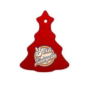 Peace Out Kindergarten Retro Graduation Class Of 2022 Gift Ceramic Tree Ornament