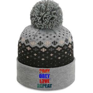 Pray Obey Love Repeat Christian Bible Quote The Baniff Cuffed Pom Beanie