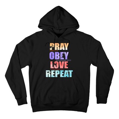 Pray Obey Love Repeat Christian Bible Quote Hoodie