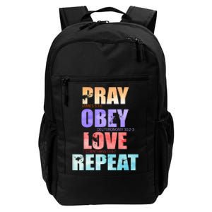 Pray Obey Love Repeat Christian Bible Quote Daily Commute Backpack