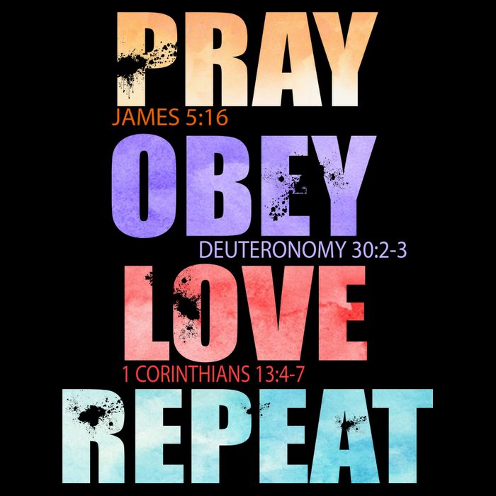 Pray Obey Love Repeat Christian Bible Quote Backpack