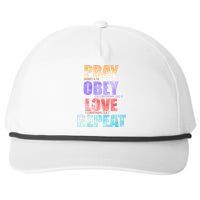 Pray Obey Love Repeat Christian Bible Quote Snapback Five-Panel Rope Hat