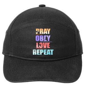 Pray Obey Love Repeat Christian Bible Quote 7-Panel Snapback Hat