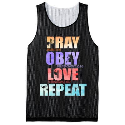 Pray Obey Love Repeat Christian Bible Quote Mesh Reversible Basketball Jersey Tank