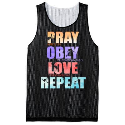 Pray Obey Love Repeat Christian Bible Quote Mesh Reversible Basketball Jersey Tank