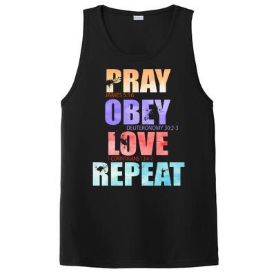 Pray Obey Love Repeat Christian Bible Quote PosiCharge Competitor Tank