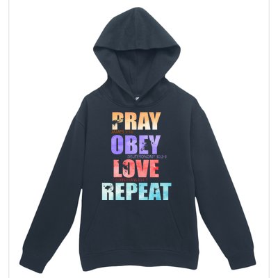 Pray Obey Love Repeat Christian Bible Quote Urban Pullover Hoodie