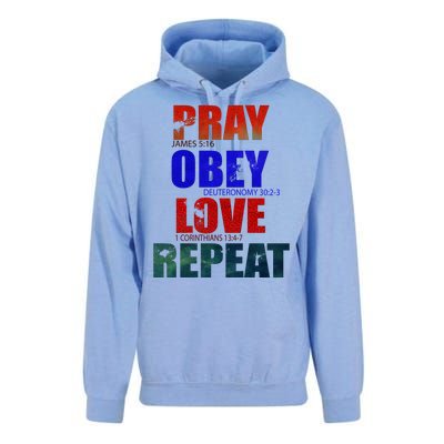 Pray Obey Love Repeat Christian Bible Quote Unisex Surf Hoodie