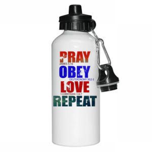 Pray Obey Love Repeat Christian Bible Quote Aluminum Water Bottle