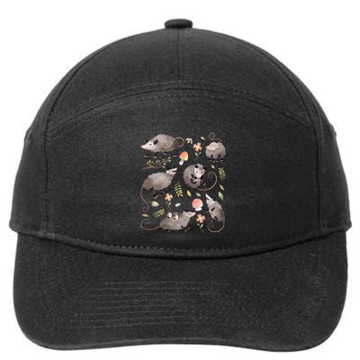 Possum Opossum Lover Owner Cottagecore Kawaii 7-Panel Snapback Hat
