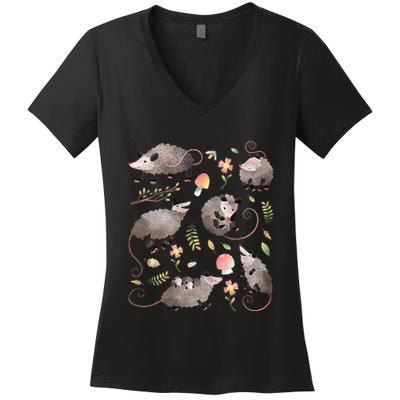 Possum Opossum Lover Owner Cottagecore Kawaii Women's V-Neck T-Shirt
