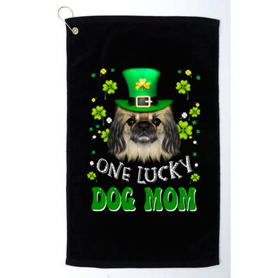 Pekingese One Lucky Dog Mom Funny Dogs Lover St Patricks Day Gift Platinum Collection Golf Towel