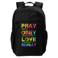 Pray Obey LoveRepeat Bible Verse Christian Bible Quote Backpack