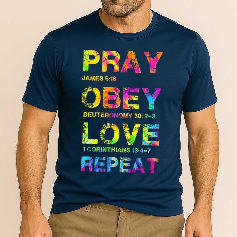 Pray Obey LoveRepeat Bible Verse Christian Bible Quote Cooling Performance Crew T-Shirt