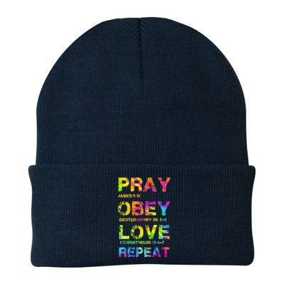 Pray Obey LoveRepeat Bible Verse Christian Bible Quote Beanie