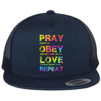 Pray Obey LoveRepeat Bible Verse Christian Bible Quote Flatbill Hat