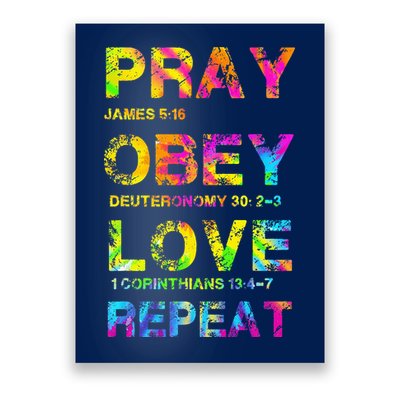 Pray Obey LoveRepeat Bible Verse Christian Bible Quote Poster