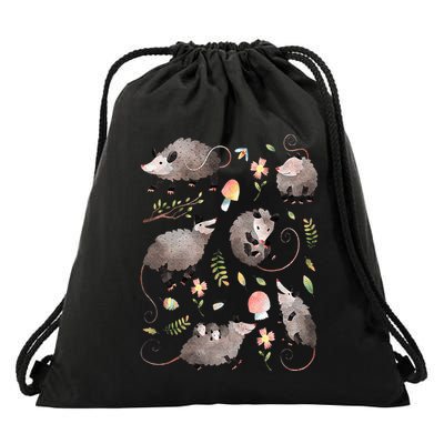 Possum Opossum Lover Owner Cottagecore Cute Kawaii Drawstring Bag