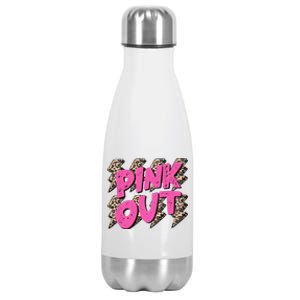 Pink Out Leopard Breast Cancer Awareness Stainless Steel Insulated Water Bottle