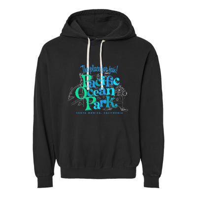 Pacific Ocean Los Angeles Park Retro Vintage Garment-Dyed Fleece Hoodie