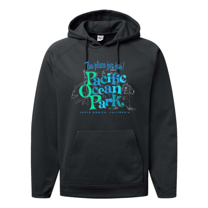 Pacific Ocean Los Angeles Park Retro Vintage Performance Fleece Hoodie