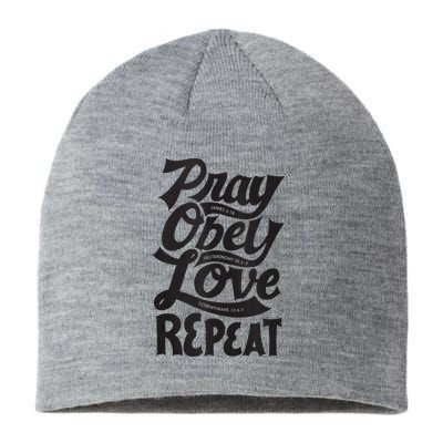 Pray Obey Love Repeat Christian Bible Verse Quote Faith Sustainable Beanie