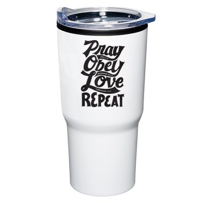 Pray Obey Love Repeat Christian Bible Verse Quote Faith Tumbler