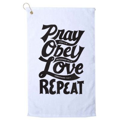 Pray Obey Love Repeat Christian Bible Verse Quote Faith Golf Towel