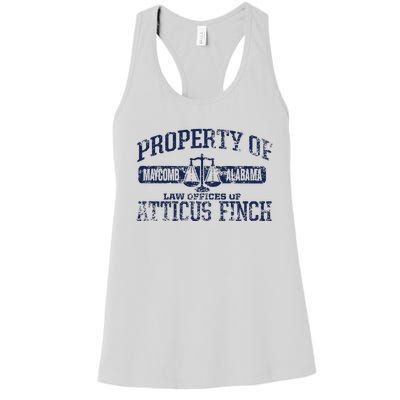 Property Of Law Offices Of Atticus Finch Maycomb Distressed Women's Racerback Tank