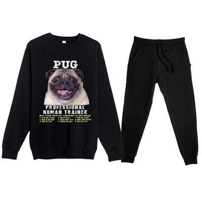 Pug Owner Lover Professional Human Trainer Gift Cute Dog Premium Crewneck Sweatsuit Set