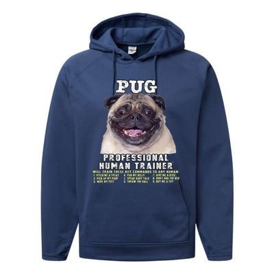 Pug Owner Lover Professional Human Trainer Gift Cute Dog Performance Fleece Hoodie