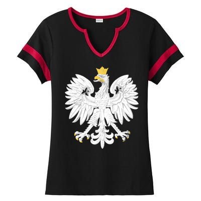 Poland Pride Vintage Eagle Ladies Halftime Notch Neck Tee