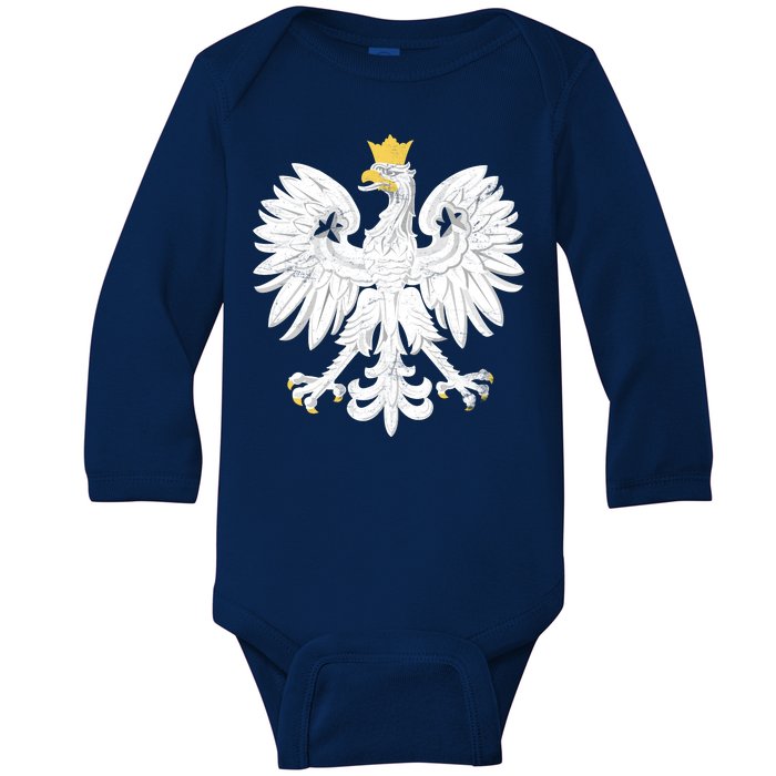 Poland Pride Vintage Eagle Baby Long Sleeve Bodysuit