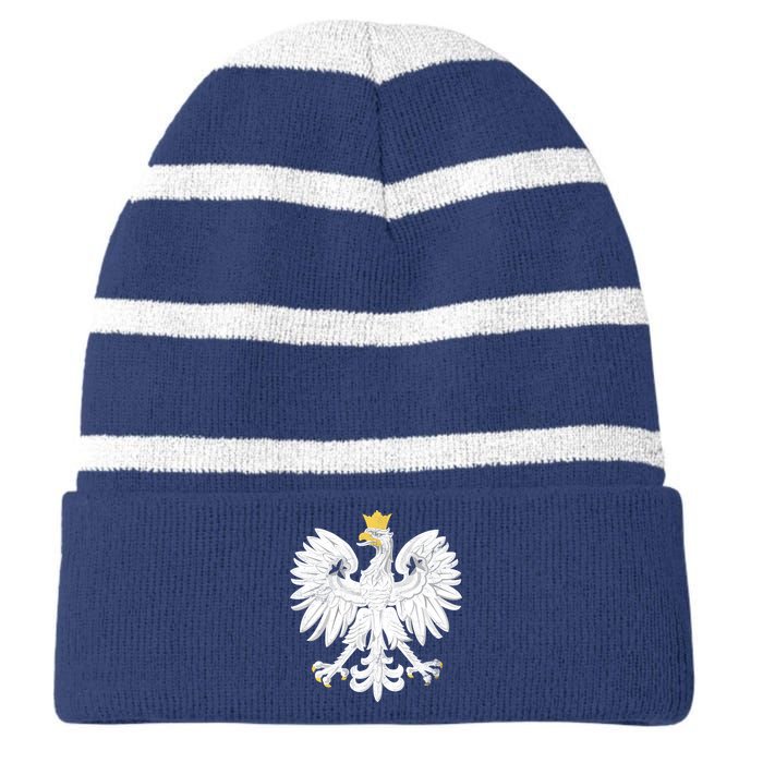 Poland Pride Vintage Eagle Striped Beanie with Solid Band