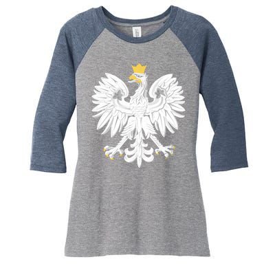 Poland Pride Vintage Eagle Women's Tri-Blend 3/4-Sleeve Raglan Shirt