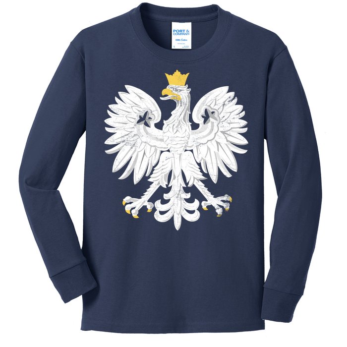 Poland Pride Vintage Eagle Kids Long Sleeve Shirt