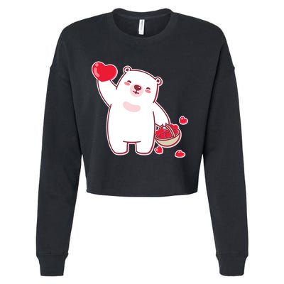 Polar Bear Cute Valentines Day Love Cropped Pullover Crew