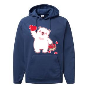 Polar Bear Cute Valentines Day Love Performance Fleece Hoodie