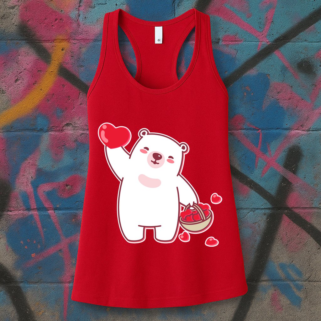 Polar Bear Cute Valentines Day Love Womens Tank Top