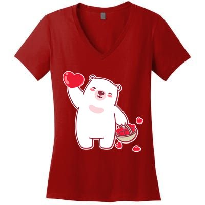 Polar Bear Cute Valentines Day Love Women's V-Neck T-Shirt
