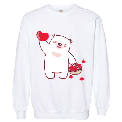 Polar Bear Cute Valentines Day Love Garment-Dyed Sweatshirt