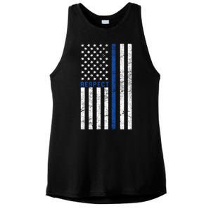 Police American Flag Respect The Blue Ladies PosiCharge Tri-Blend Wicking Tank