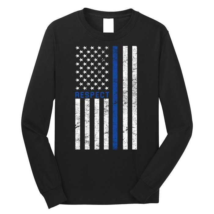 Police American Flag Respect The Blue Long Sleeve Shirt