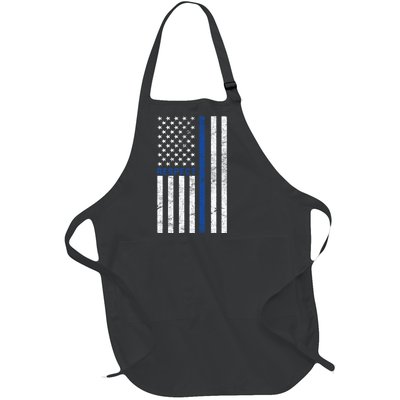 Police American Flag Respect The Blue Full-Length Apron With Pockets