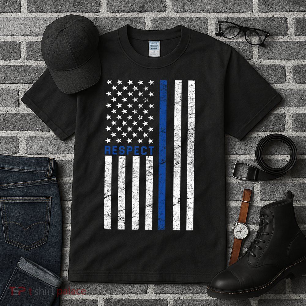 Police American Flag Respect The Blue Tall T-Shirt