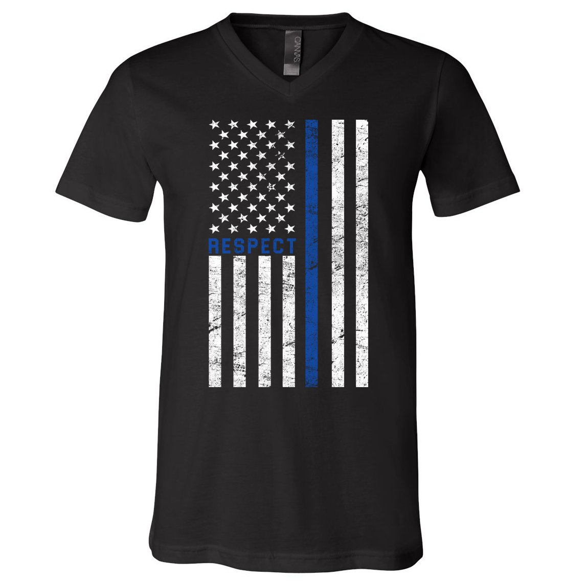 Police American Flag Respect The Blue V-Neck T-Shirt